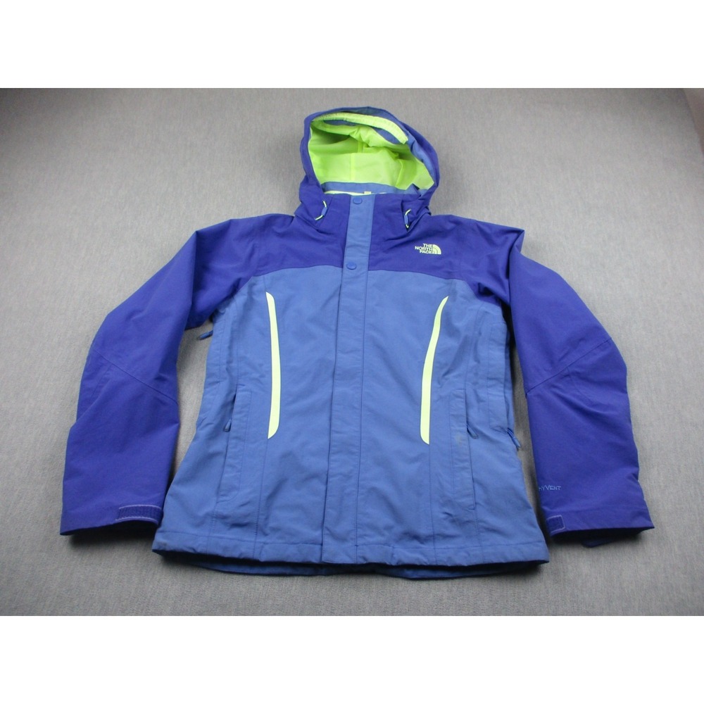 The North Face Jacket Women Small Purple Green Hyvent Rain Hiking Hooded Outdoor